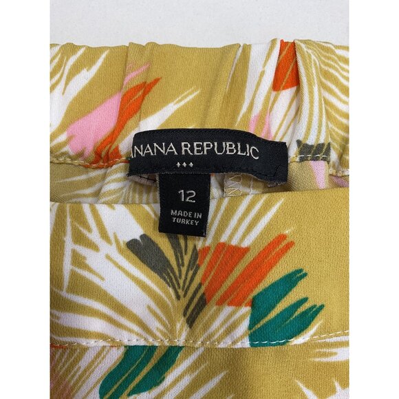 Banana Republic Off The Shoulders Women's Leaf Print Smock Dress Size 12 - Picture 4 of 7